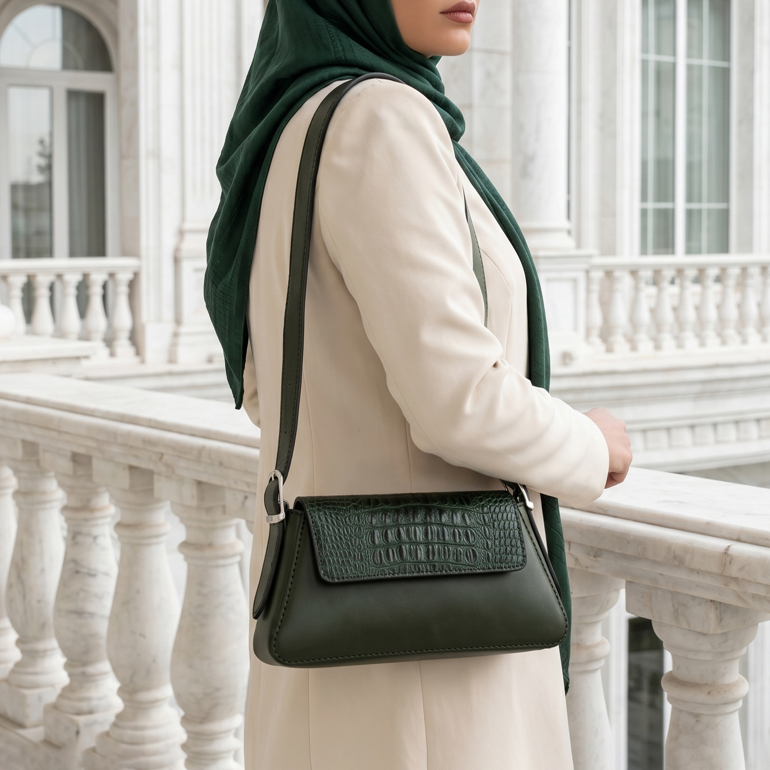 کیف زنانه چرم طبیعی مدل هلنا سبز