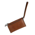 کیف پول دوشی زنانه چرم طبیعی مدل رستا رنگ عسلی