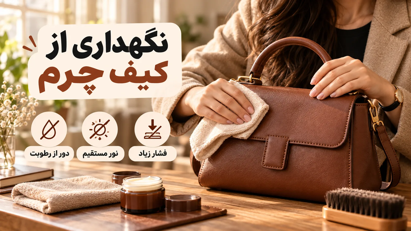 روش نگهداری و تمیز کردن کیف چرم زنانه با پارچه نرم