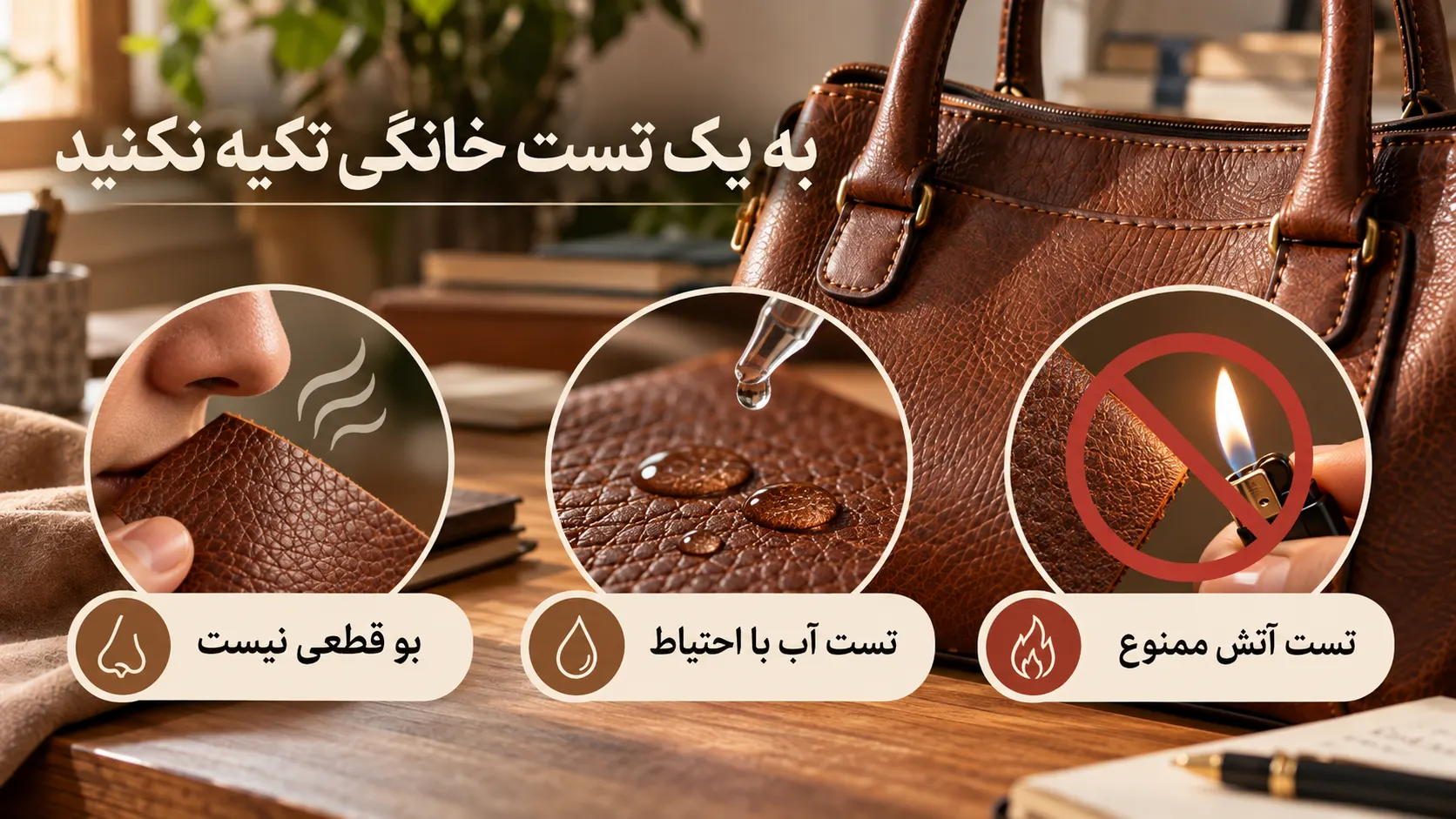 محدودیت تست بو و آب و ممنوع بودن تست آتش برای تشخیص چرم طبیعی
