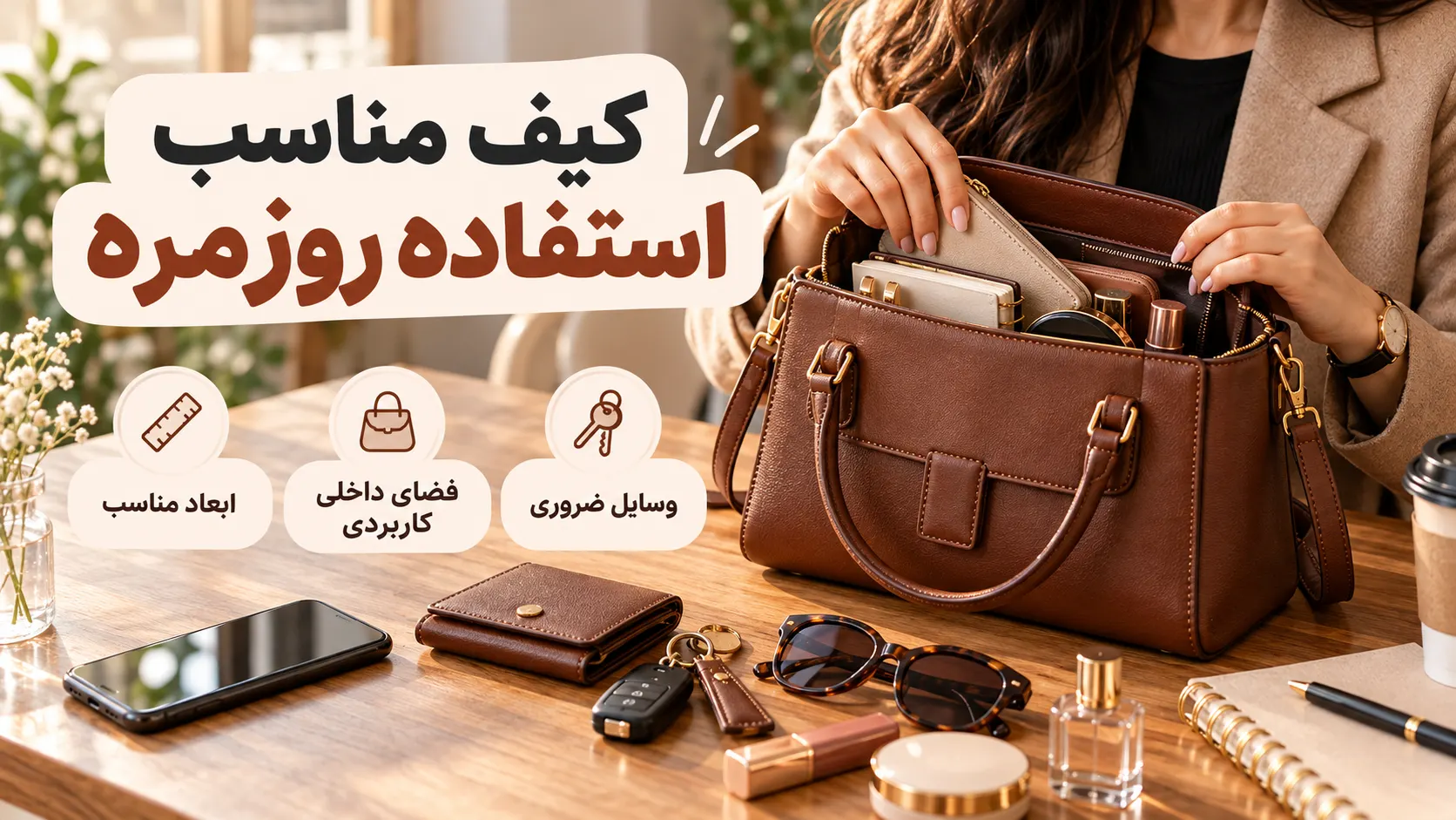 انتخاب ابعاد و فضای داخلی کیف زنانه برای استفاده روزمره