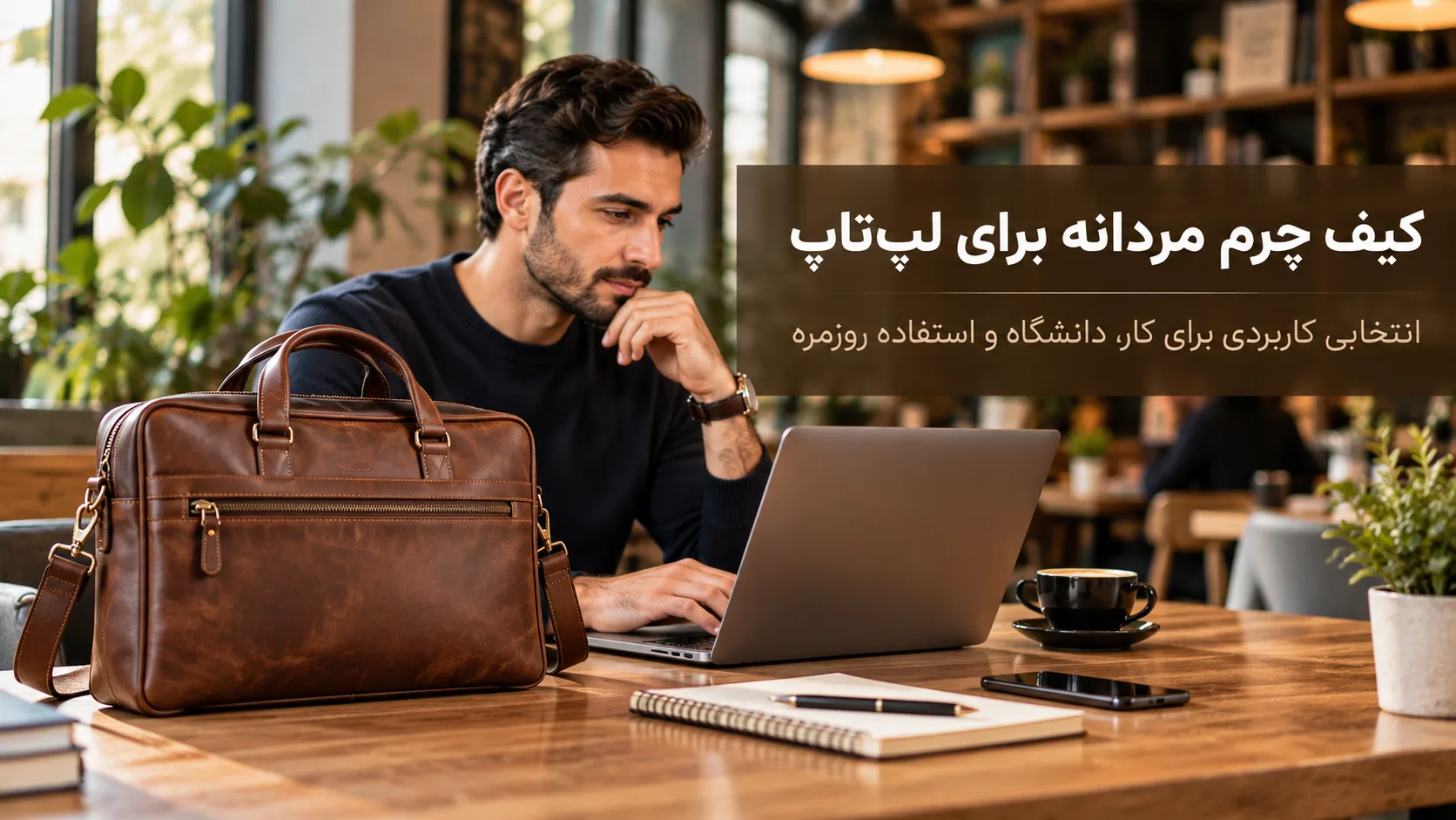 کیف چرم مردانه برای لپ‌تاپ مناسب کار، دانشگاه و استفاده روزمره